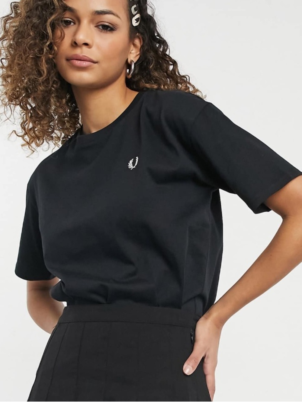 Fred Perry Black T-Shirt with White Laurel Logo - 100% Cotton
